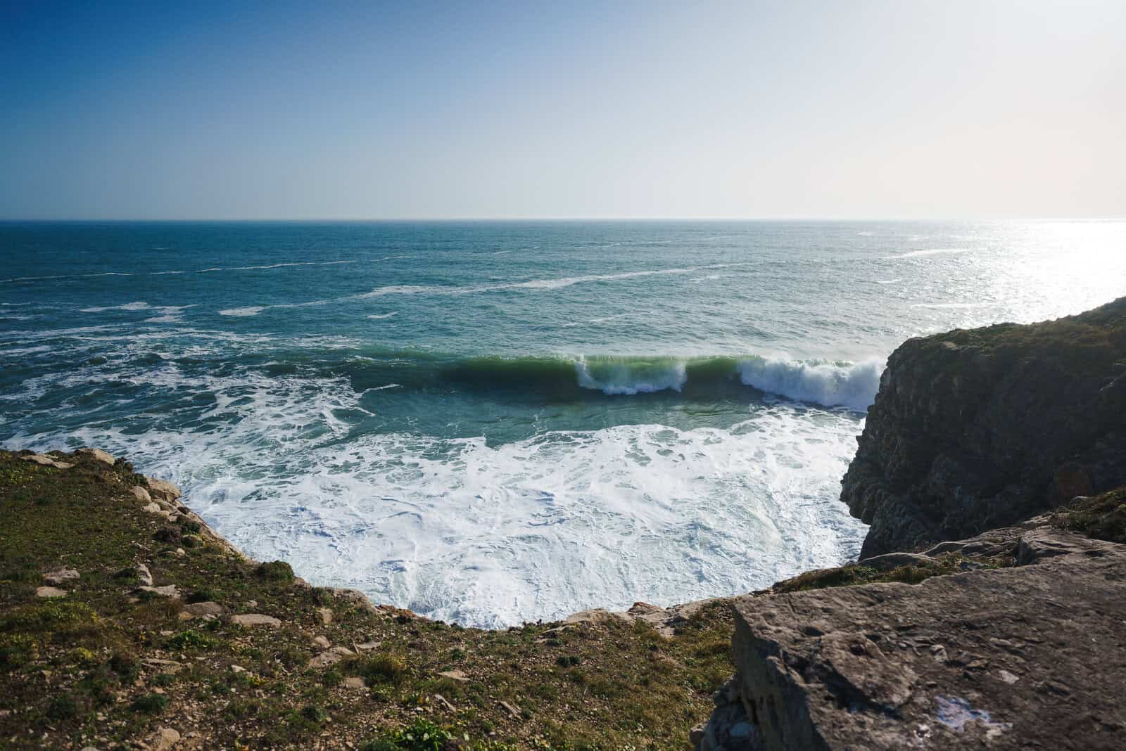 Big wave seen from cliff at Seacombe, Dorset